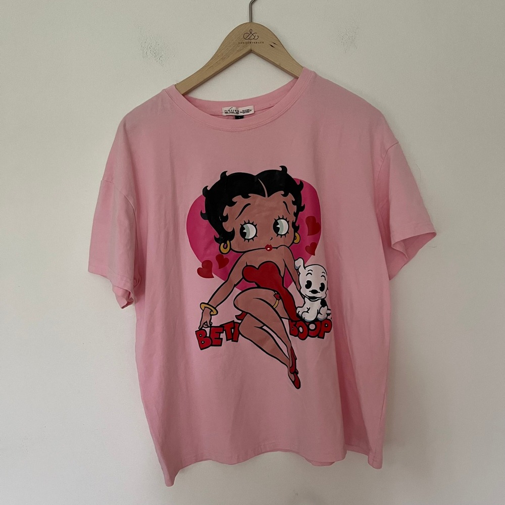Fleischer Studios Betty Boop Pink Graphic T-Shirt Short Sleeve Crew Neck Large